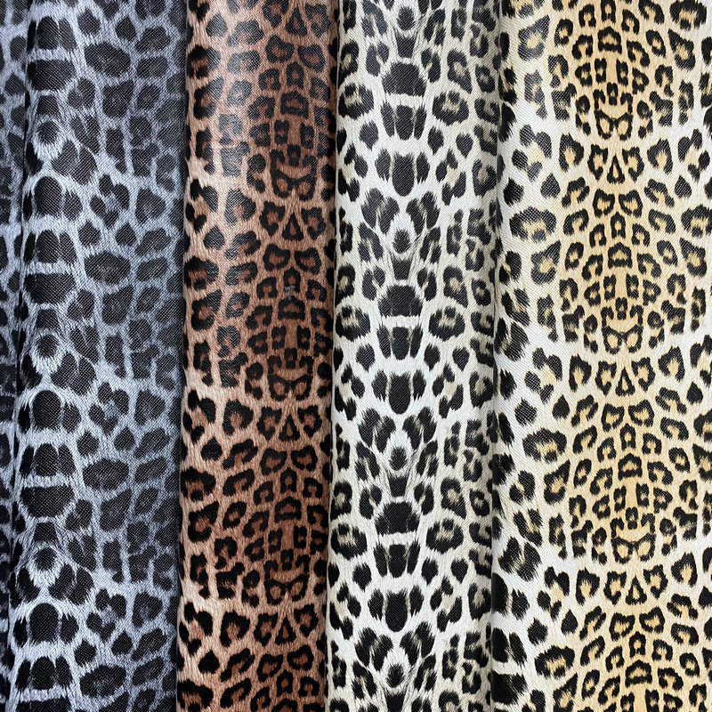 新款现货批发小十字纹PU印花革日韩经典豹纹箱包家居文具革