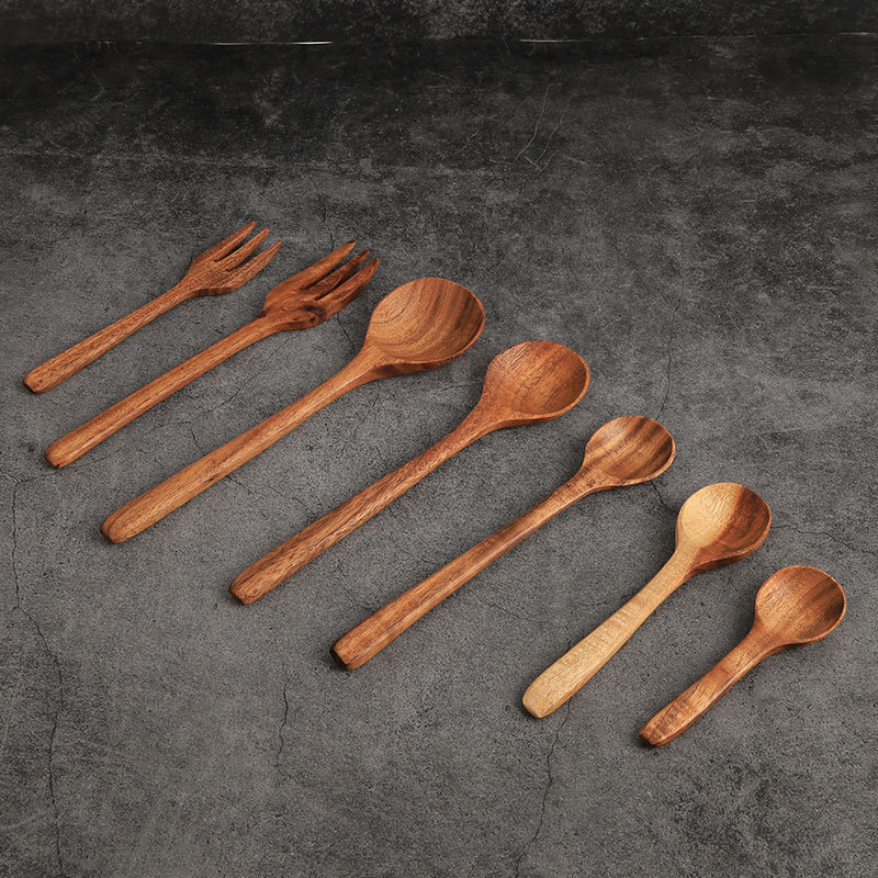 Cuchara de madera verde directa de fábrica sin pintar adulto cuchara de madera China cuchara de Acacia creativa gran cantidad Congyu