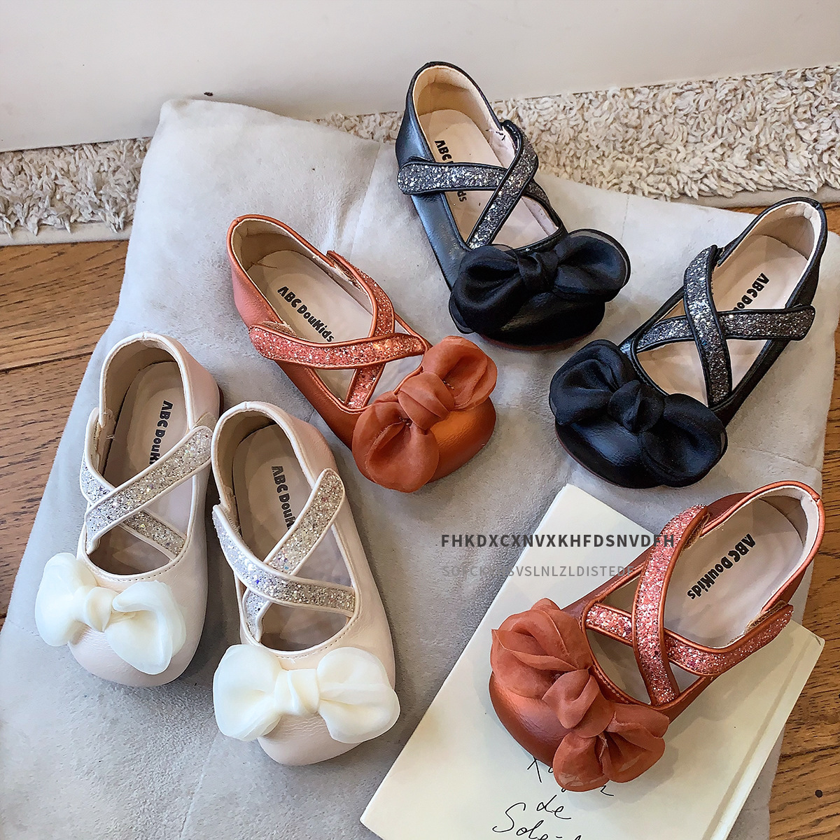 Korean Style Children's Leather Shoes 2026 Bowknot Girls' Flats Shallow Mouth Princess Shoes Soft Sole Baby Shoes