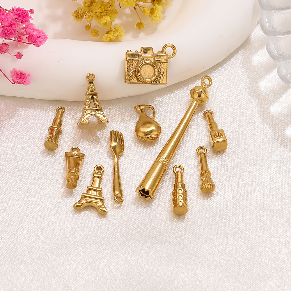 不锈钢镀18K金吊坠 DIY 饰品配件项链手链多款式造型手工材料制作