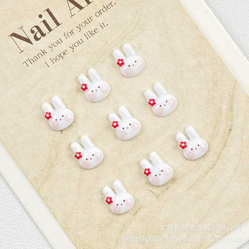 Cute Mini Cartoon Little Red Flower Blush Rabbit Nail Art Patch Wear Nail Earrings Cream Glue Accessories Cute Mini Cartoon Little Red Flower Blush Rabbit Nail Art Patch Wear Nail Earrings Cream Glue Accessories