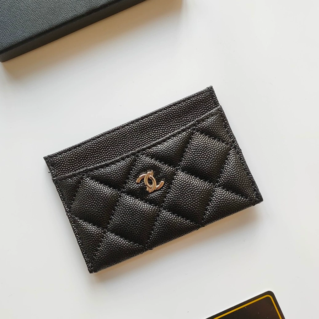 Кардхолдер (стиль Chanel) из натуральной кожи, стеганый тонкий кошелек, 7.5×11.2×0.5 см, мультicolor