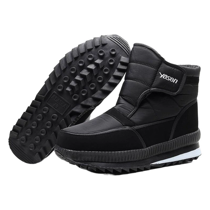 Прямая поставка с фабрики, зимняя теплая хлопковая обувь среднего возраста с высоким берцем и флисовой подкладкой, мужские Нескользящие зимние сапоги, мужская хлопковая зимняя обувь, Мужская