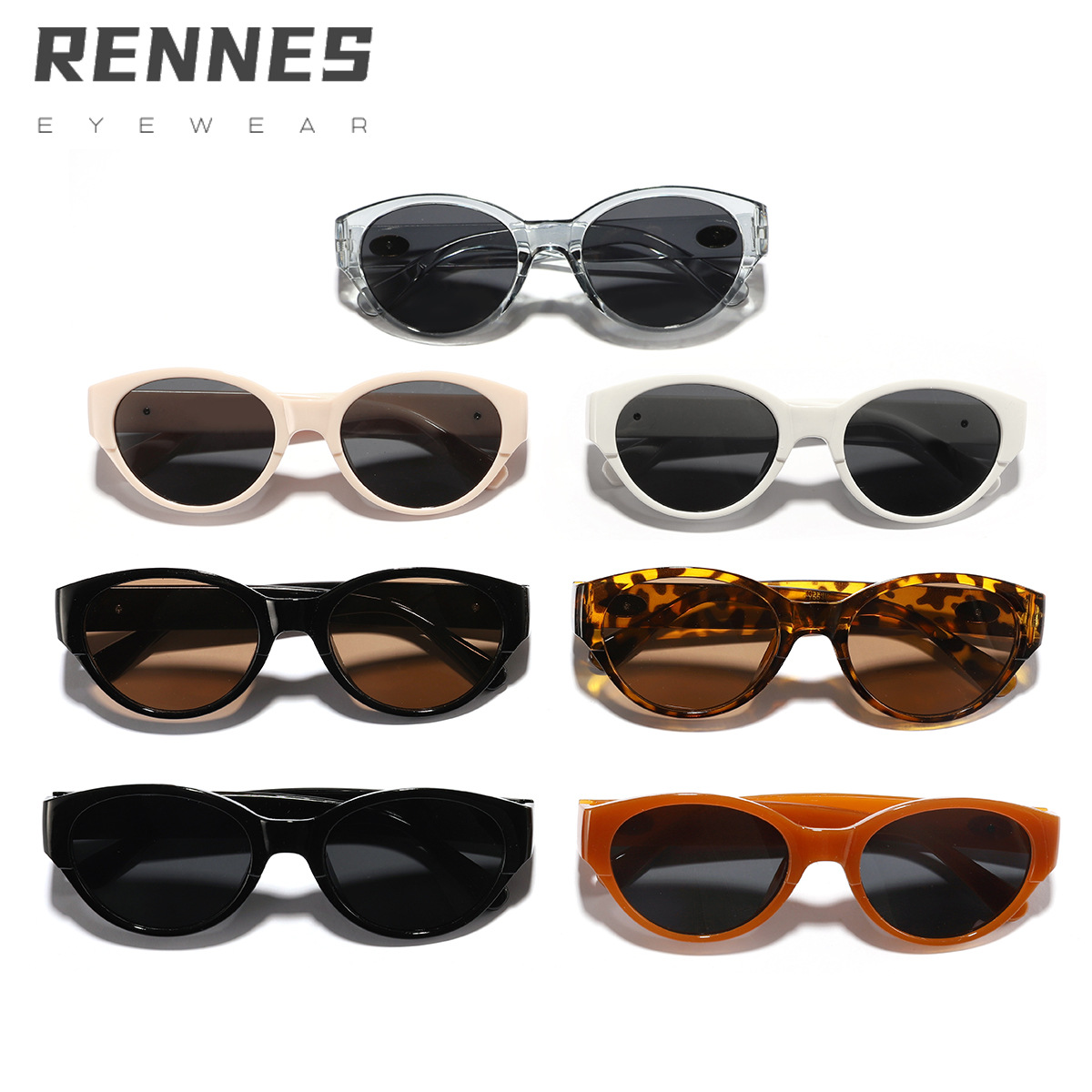 Nuevo estilo de alto grado Oval CAT EYE personalidad gafas de sol de moda cara simple pequeño desgaste esencial gafas de sol