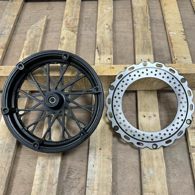 Shenyuan 009 Electric Vehicle Front Hub Reverse Brake Disc Brake Front Wheel Steel Rim 10 Inch 300-10 Reverse Disc Brake Aluminum Hub (Motorcycle wheel hub) - 10inch-anti-brake-all-black-wheel-hub-and-disc-set