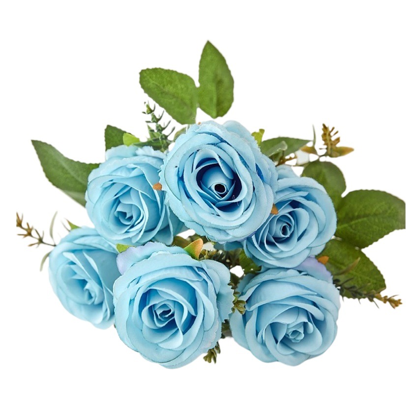 Rosa artificial hogar ropa suave pequeña flor de seda Rosa mesa de comedor de estilo europeo flor falsa al por mayor y al por menor