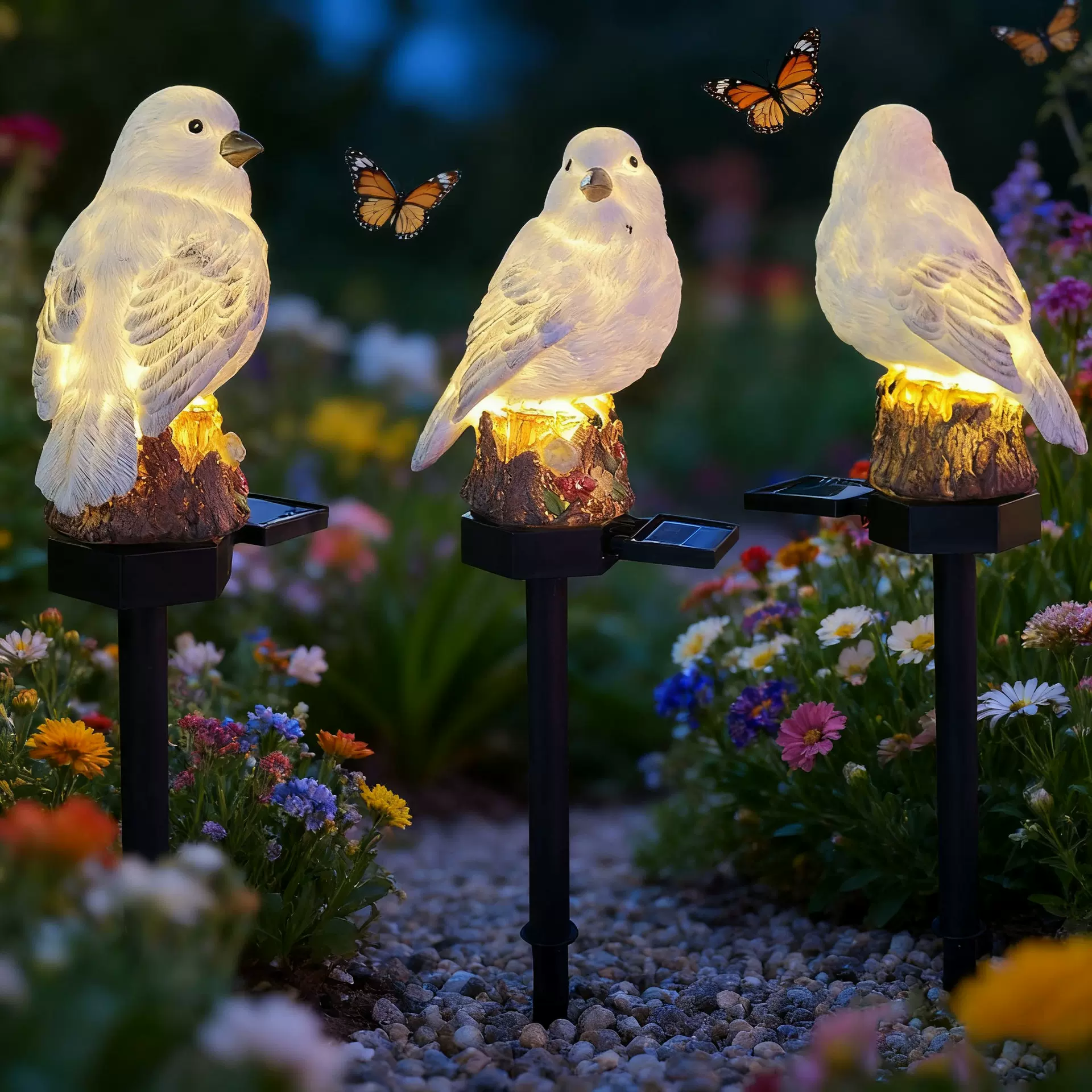 跨境新品 led太阳能卡通小鸟地插草坪庭院花园装饰灯源头厂家现货