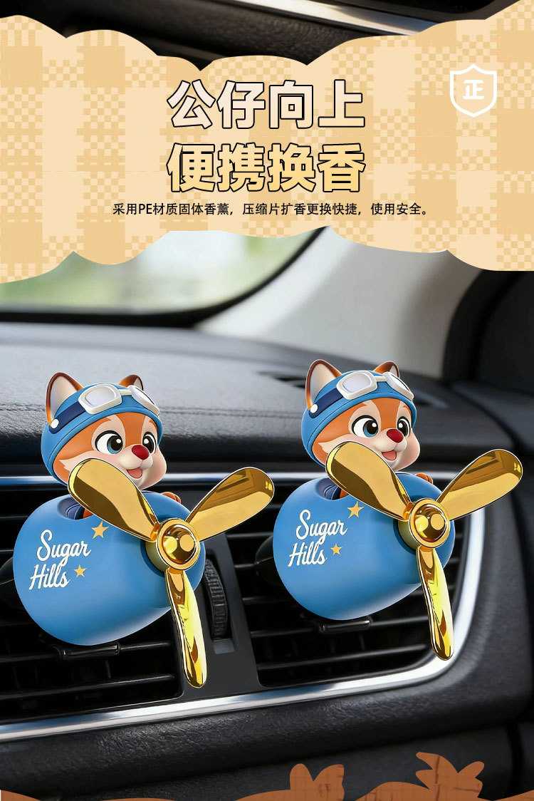 Cross-Border Exclusive Supply of Car Fragrance Perfume, Export Clip-On Fragrance, Cartoon Design, Hot-Selling Amazon Bestseller, Car Decoration Items