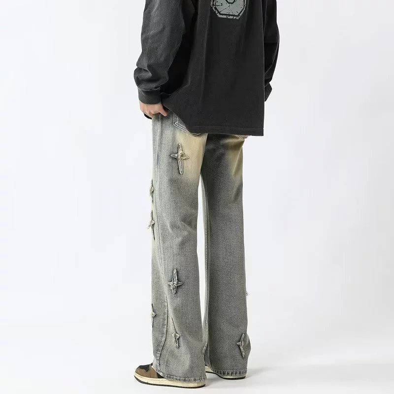 Retro fitted overall, trousers, jeans, American style, loose straight fit, high-quality style, oversize