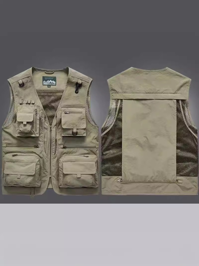 Trajes de trabajo de bolsillo de malla chaleco de pesca al aire libre hombre director de fotografía chaleco de trabajo se puede imprimir LOGO