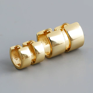 EH1370跨境欧美高级感宽面s925纯银耳环金色光面圆圈形个性耳扣女