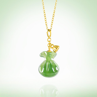 genuine goods old material Hetian jade jasper purse pendant S925 silver inlaid natural jade pendant female couple gift