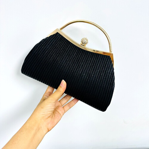 Evening gown clutch, diamond-embellished ball gown bag, pleated handbag, qipao formal event bag, princess-style bag, KTV celebrity handbag