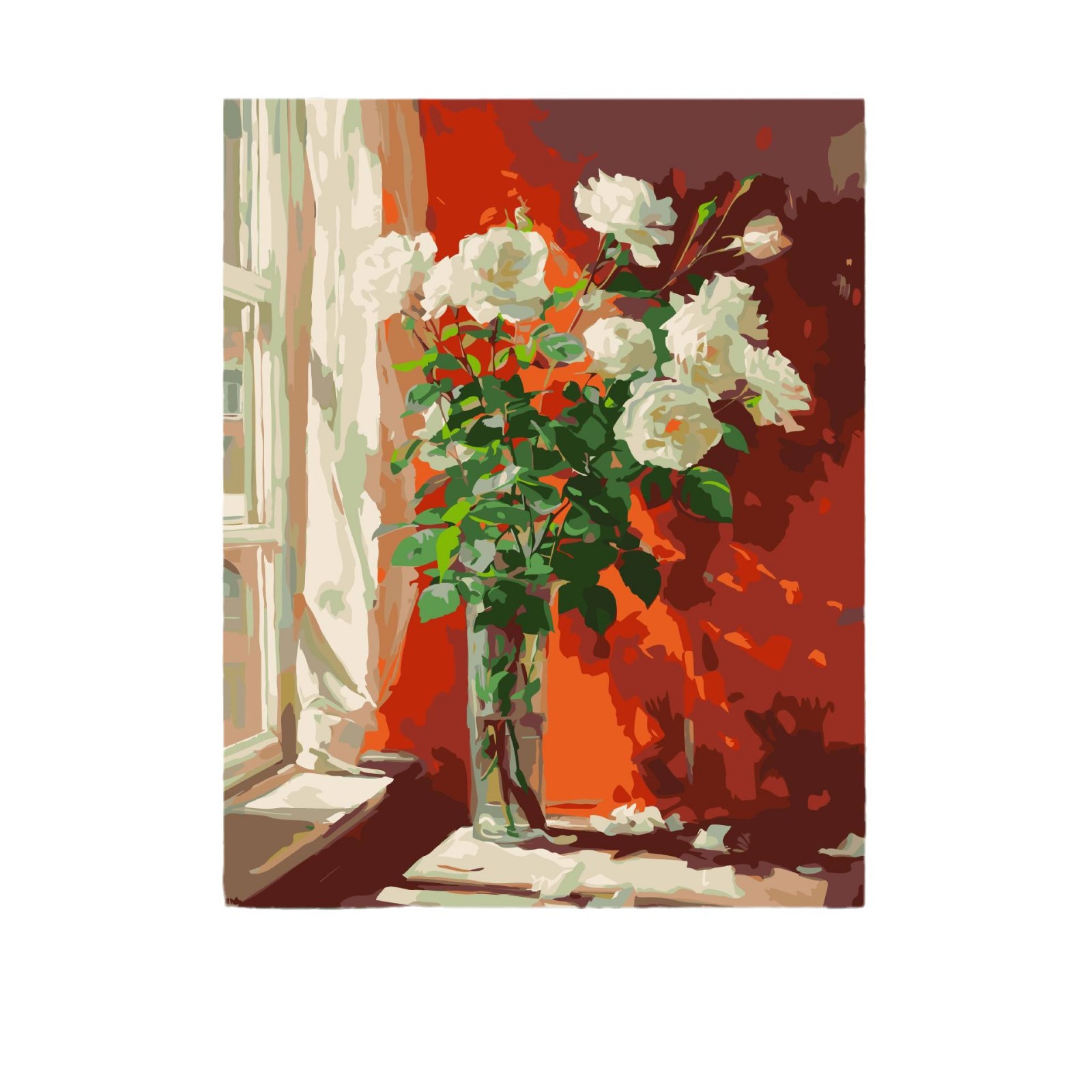 Pintura al óleo digital DIY pintura al óleo relleno floral ventana flores regalos de cumpleaños hechos a mano DIY pintura al óleo relleno moderno minimalista