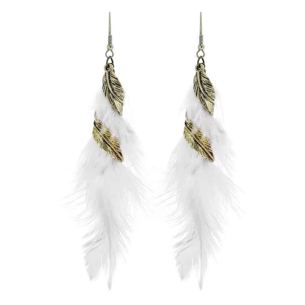 Cross-Border Bohemian Feather Earrings Long Style Ethnic Style Peacock Earrings Blue Tassel New Year Earrings for Women
