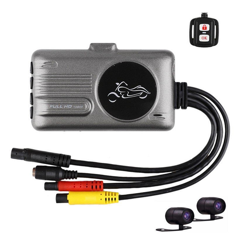 摩托车电动车行车记录仪带线控3寸屏前后双镜头广角1080P跨境热销