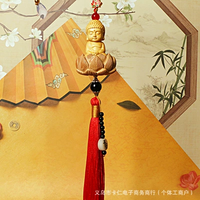 Bodhi Peach Wood Car Hanging | Car hanging - long-tassel-buddha-charm-red