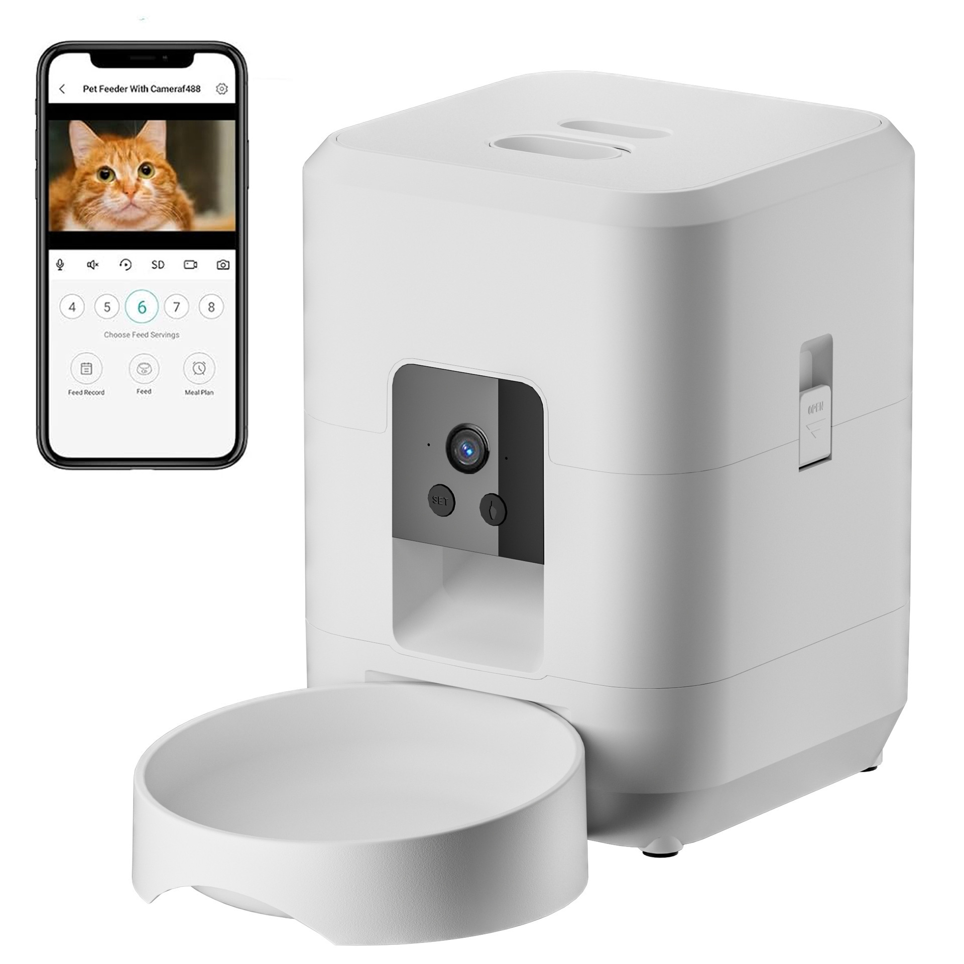 Amazon Hot Pet Automatic Feeder Cat and Dog Video Key Feeder WiFi   Etiquetado