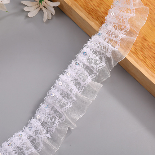 5.5cm double-layer pleated hollow sequin lace DIY handmade home textile curtain accessories accessories lace wholesale