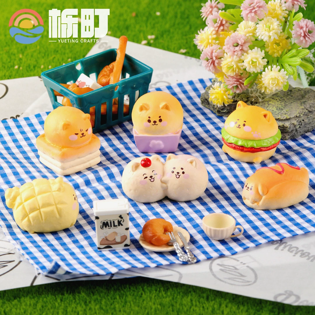 Микроландшафтные креативные украшения, милый мультяшный щенок-хлеб, декоративные аксессуары, для автомобиля и рабочего стола, маленькие украшения из смолы