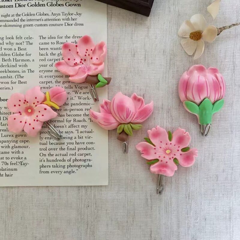 Creative and Aesthetically Pleasing Spring Peach Blossom Strong Hooks, Cute Hooks for Entryway Doors, Kitchen, Traceless Hooks for Dormitory and Bathroom Creative and Aesthetically Pleasing Spring Peach Blossom Strong Hooks, Cute Hooks for Entryway Doors, Kitchen, Traceless Hooks for Dormitory and Bathroom