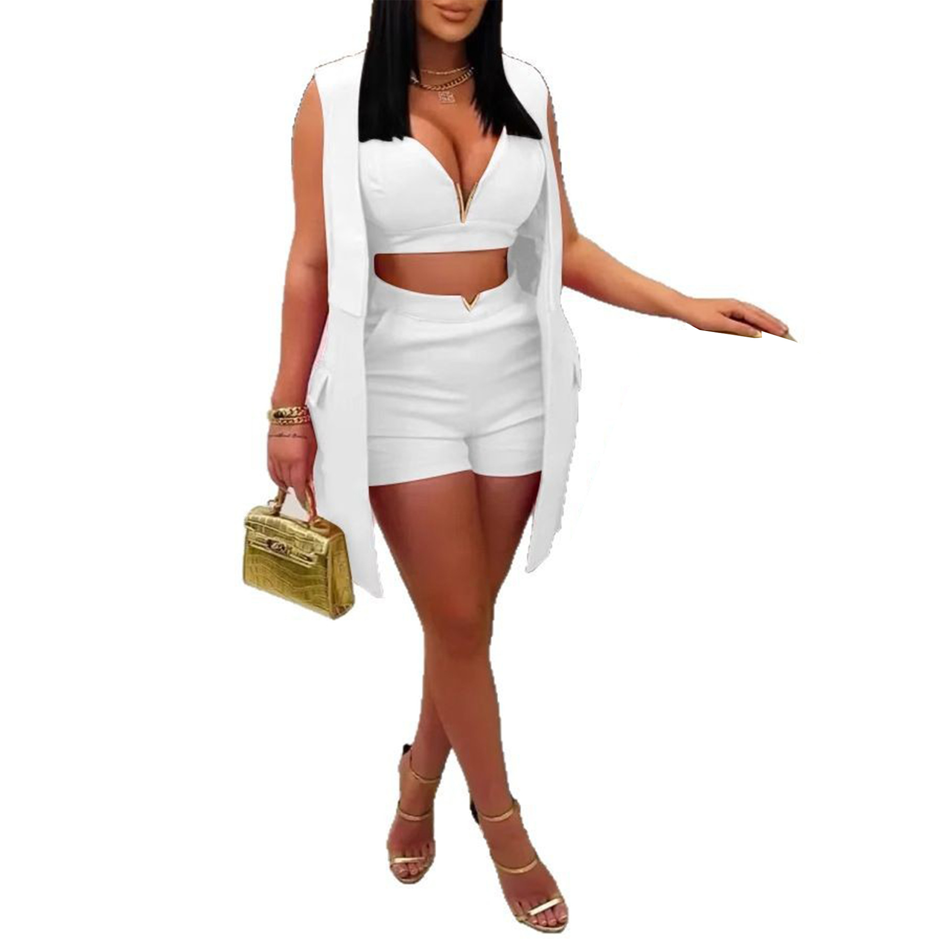 Women's Clothing Elegant Commuter Women's Three Piece Suit Cardigan Style Lapel Suit Vest For Formal & Casual For Women_ecoleips.com