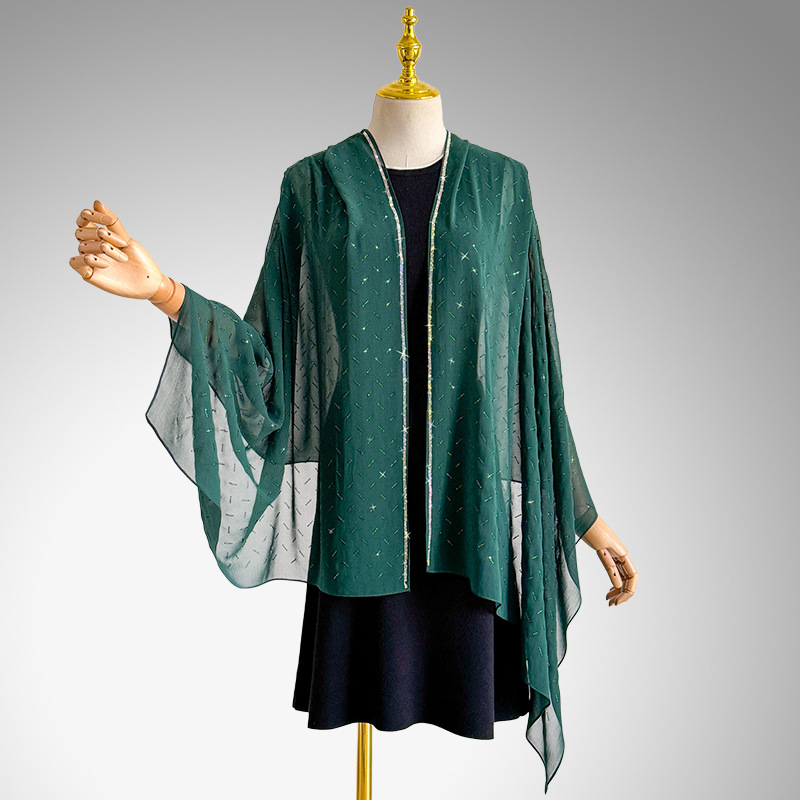 Elegante lichtgewicht chiffon sjaal voor dames met strass_voghion.com