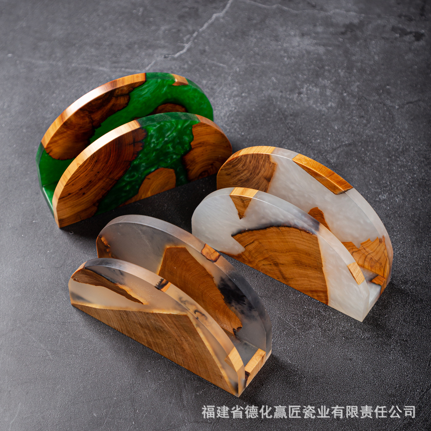 Acantilado transfronterizo resina de madera maciza toallas de papel de café hotel restaurante occidental mesa de comedor caja de servilletas decoración de mesa vertical