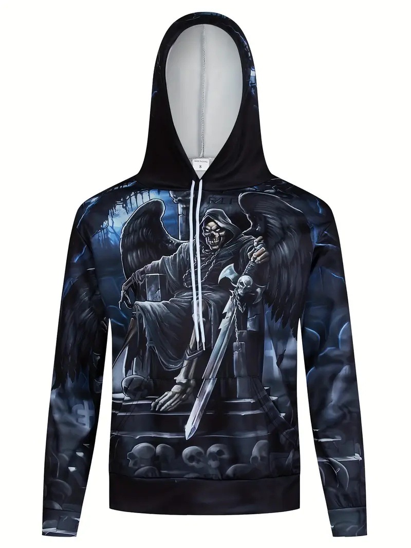 Men's 3d Digital Printed Diablo Hoodie Long Sleeve Pullover Top_voghion.com