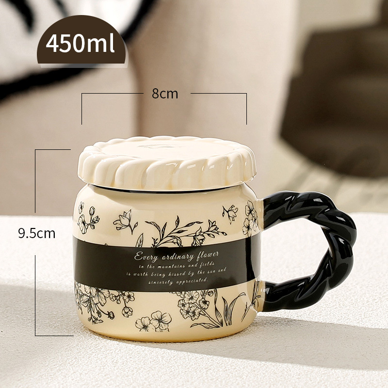 Taza de cerámica retro francesa Taza de agua de oficina Taza de alto valor Dormitorio en casa Taza de café Taza de pareja Hombre