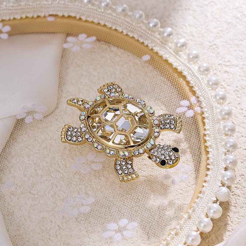 Tortoise Pattern Women's Gender Simple Style Pin Tortoise Alloy Inlay Women's Corsage