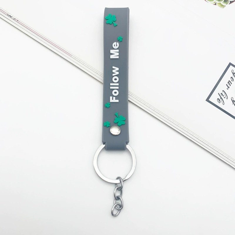 Creative car keys, handheld keychain PVC, silicone doll, four-leaf clover