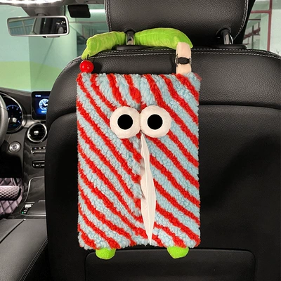 creative and cute car interior Car tissue box/set - funny-little-monster-tissue-box-red-and-blue