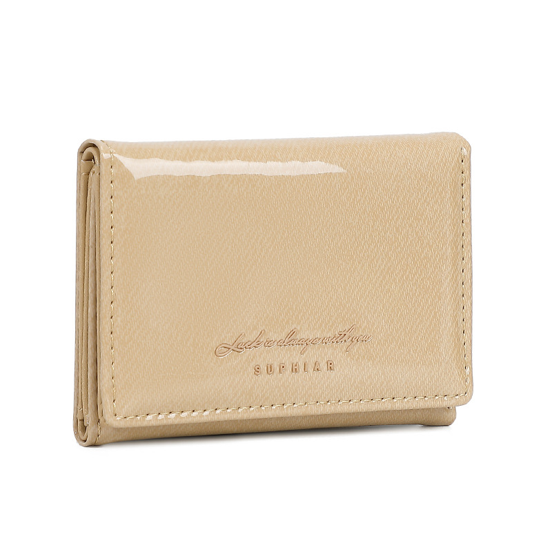 Bolsa de tarjetas simple japonesa y coreana espejo de alta calidad adhesivo pequeño tres plegado billetera ultra delgada gran capacidad billetera pu estudiante para mujeres