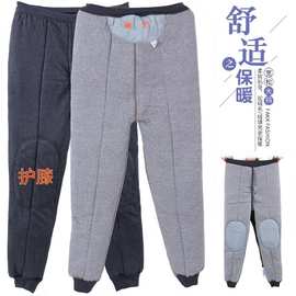 棉裤男驼绒裤三层加厚高腰保暖裤护膝护腰加肥加大码热能裤冬