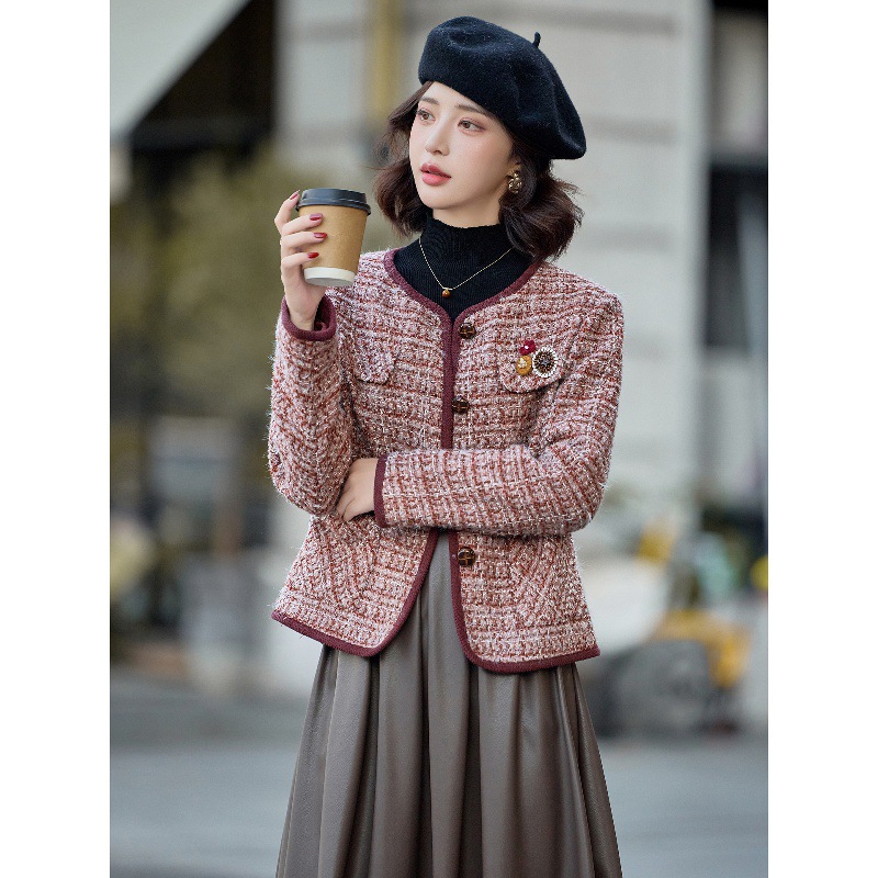 Tweed Style Tweed Wool Short Outwear for Women 2025 Spring & Fall New Style This Year's Popular Versatile Elegant Age-Reducing Top