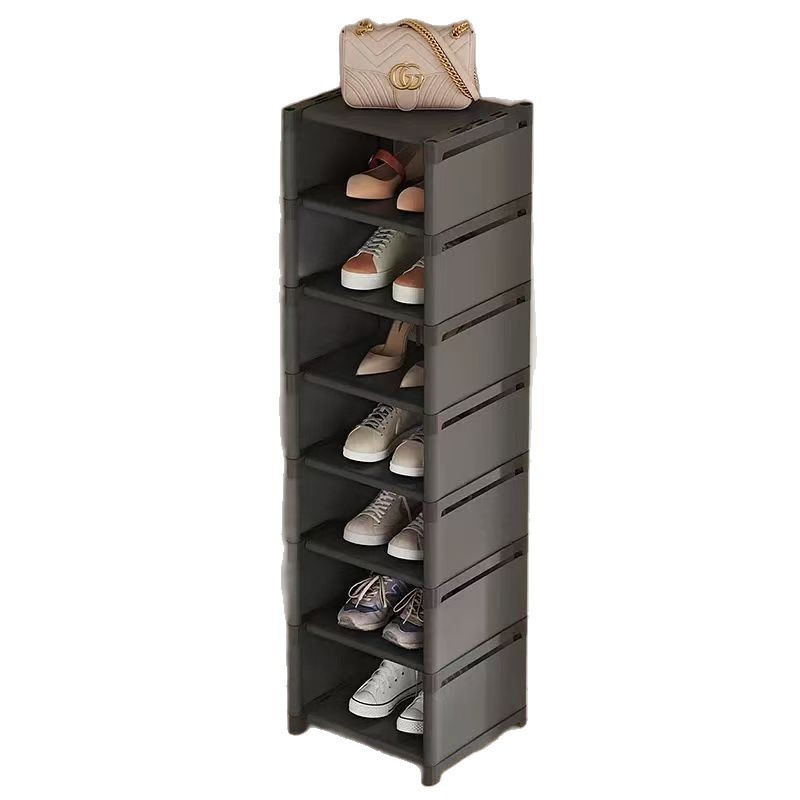 Estante de zapatos pequeño y estrecho, estante de zapatos doméstico multicapa, puerta de entrada, estante de almacenamiento de zapatos simple contra la pared, dormitorio estudiantil
