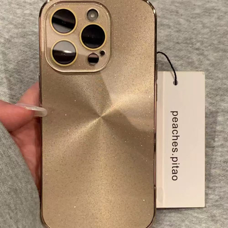 ins简约极光细闪粉纯色适用iPhone16promax苹果15手机壳14全包13|undefined
