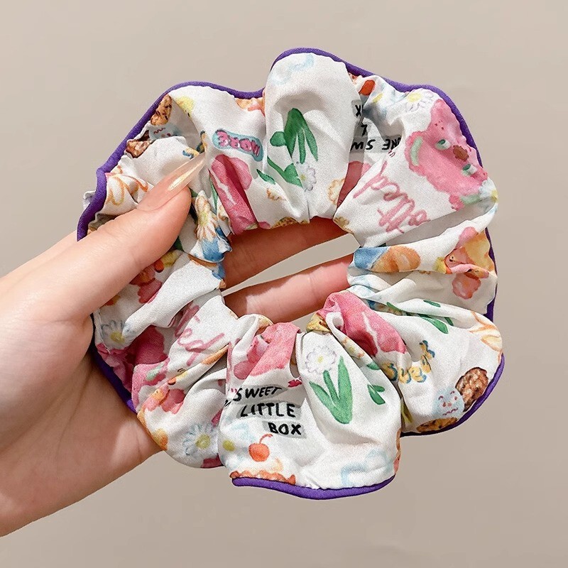 韩风高弹力蕾丝大肠发圈女耐用大方巾头饰皮筋发绳高级感头花发饰|undefined