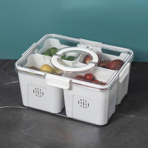 Food storage box transparent divided preservation box, portable food storage box, refrigerator kitchen fruit and vegetable draining box