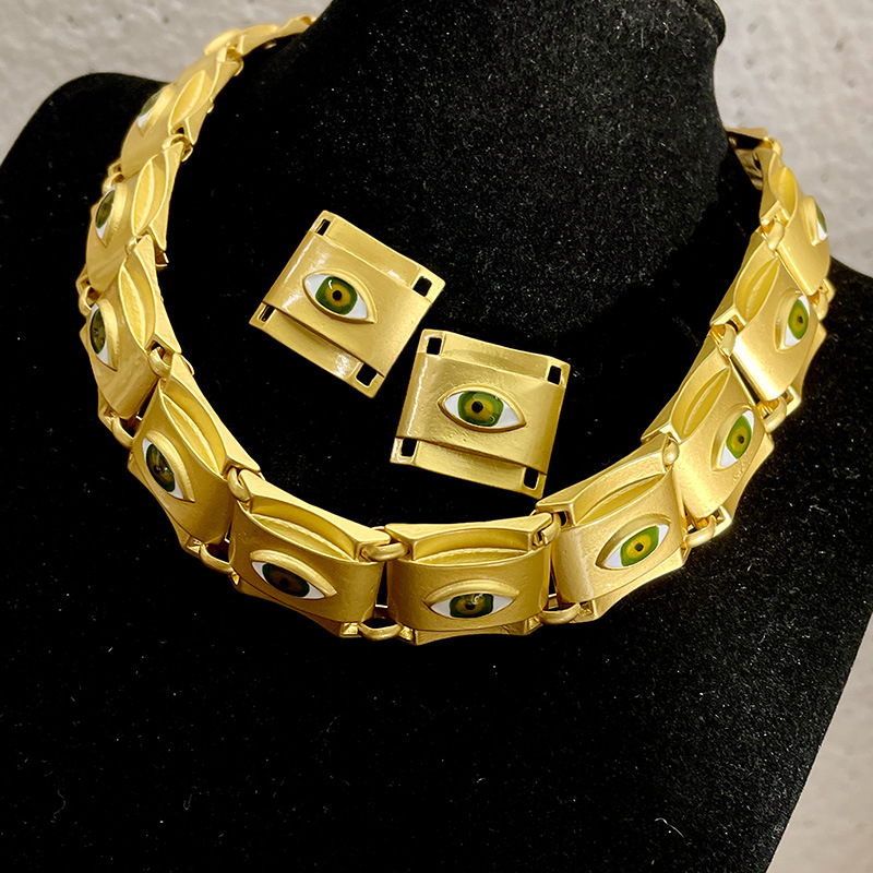 20g Weight Earrings, Necklace Classification 1 Piece, 1 Pair Quantity Street Occasion Alloy Material Eye Pattern Unisex Gender Plating Design Hip-Hop, Punk Style Hip-Hop Punk Eye Alloy Plating Unisex Earrings Necklace 3