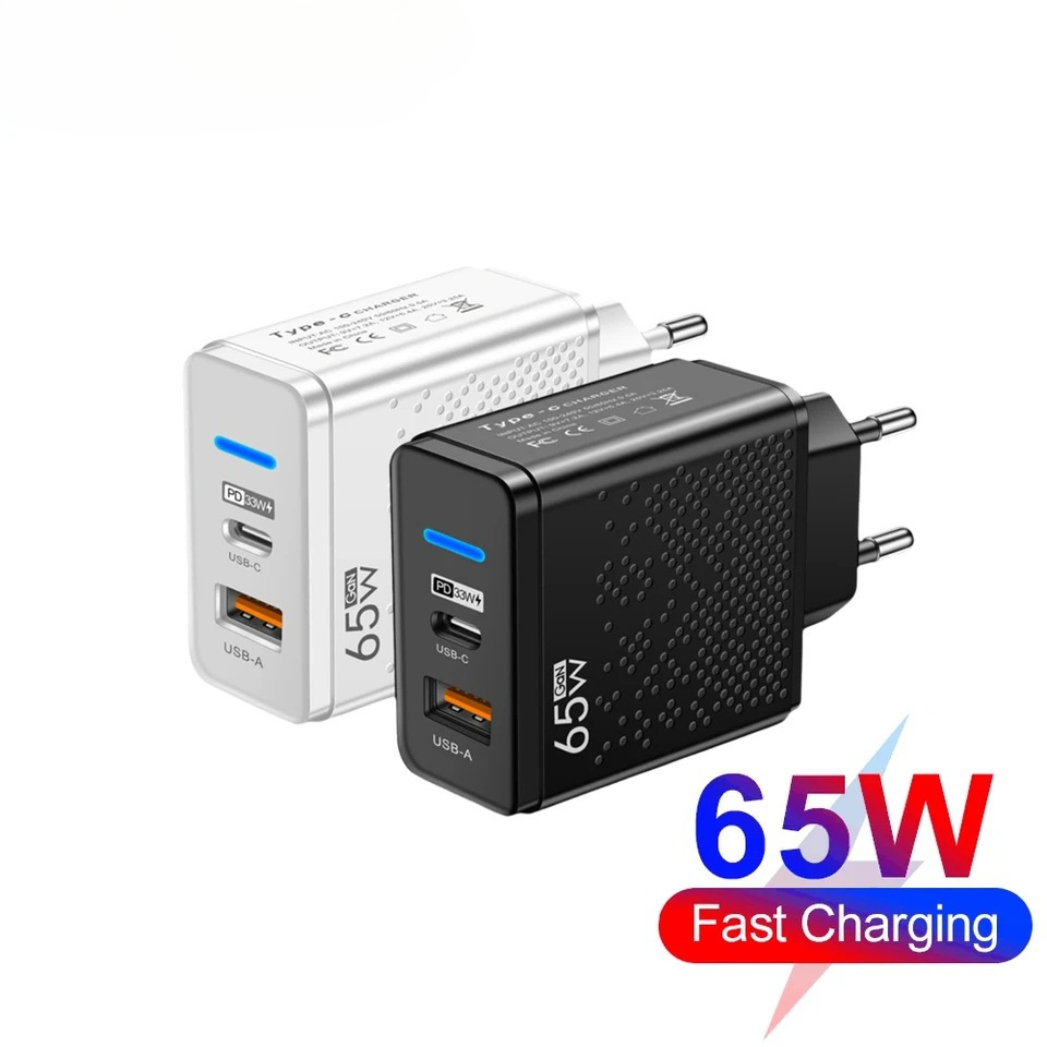USB + PD cargador de doble puerto con lámpara LED, cabeza de carga rápida, carga de viaje, cabeza de carga de viaje, estándar de EE.UU., estándar de Europa, estándar de Reino Unido