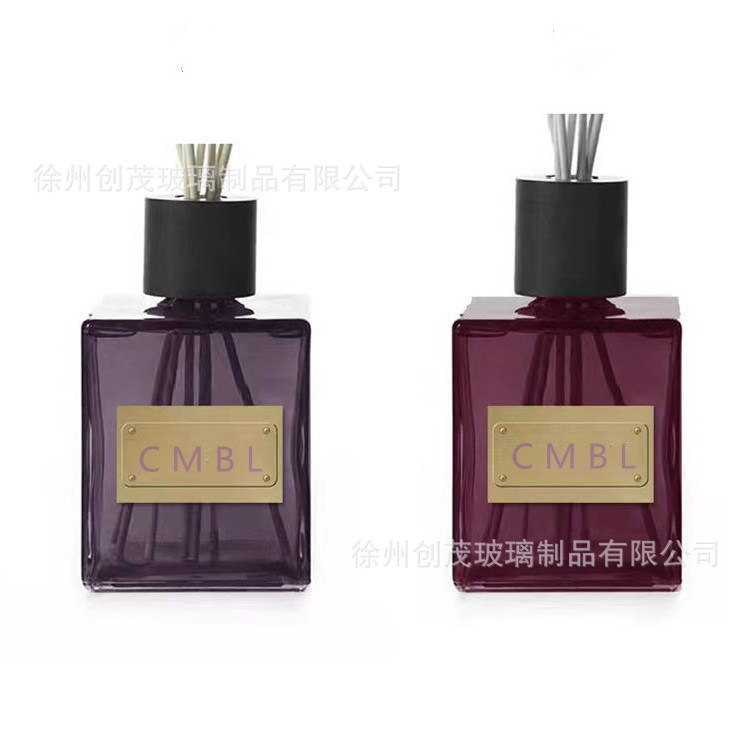 透明晶白料四方250毫升玻璃香薰瓶 无火干花藤条扩香空瓶支持颜色