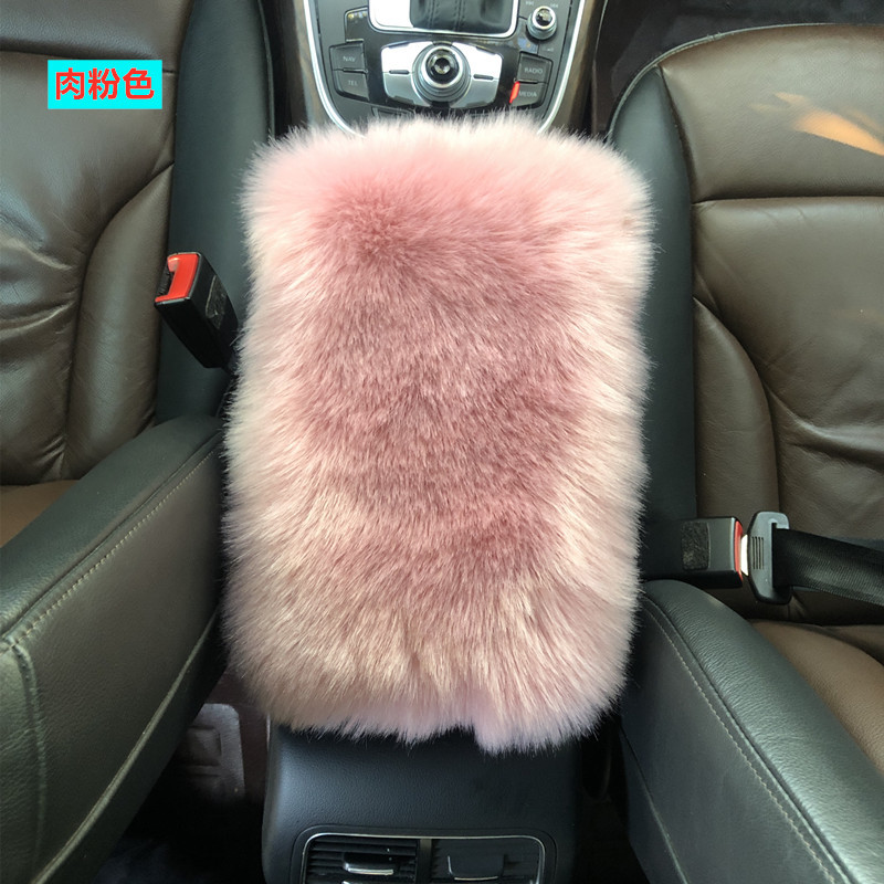 Cross-border Amazon car central armrest box plush cover, faux fox fur armrest pad, available in multiple colors for wholesale