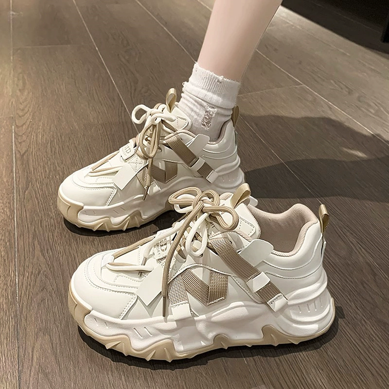 Женские кроссовки 2025 Новинка Осень/Зима Толстая подошва Повседневные Увеличение роста Универсальные Студенческие Модные Кроссовки в стиле "папа".