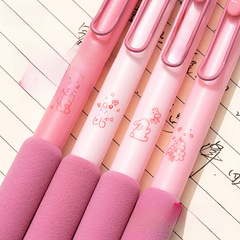 樂派櫻花兔按動中性筆海綿護套0.5st少女心粉色系高顏值刷題黑筆