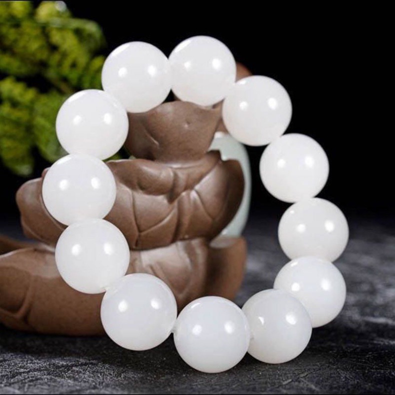 Vòng tay ngọc Hetian Tân Cương trắng tinh khiết 8-18mm đơn giản — Màu trắng tinh khiết chi tiết 10