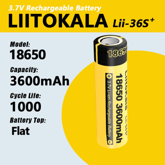 LiitoKala lii-36S 18650 3600mAh lithium battery flashlight 18650 rechargeable lithium battery