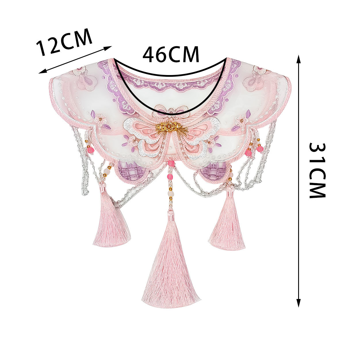 Oganza industria pesada accesorios de ropa china falso cuello mariposa bordado lindo pequeño chal decoración collar hombro nube al por mayor image 6