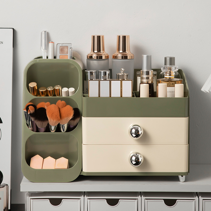 Caja de almacenamiento de cosméticos, lápiz labial, productos para el cuidado de la piel, estante dividido multifuncional, tocador para el hogar, sensación avanzada, gran capacidad